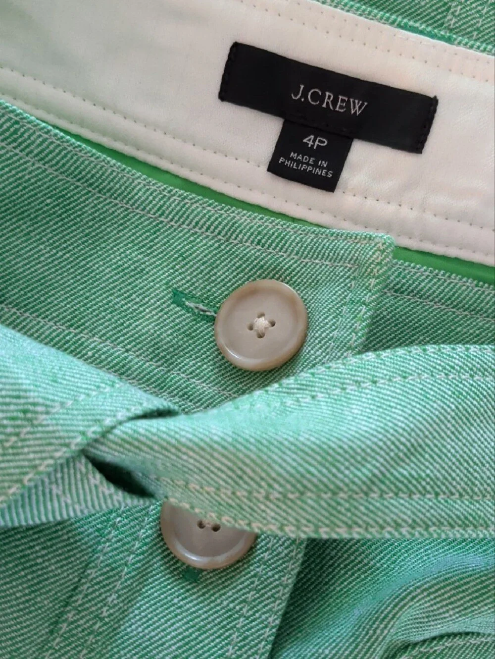 J. Crew Green Button-Front Belted Midi Skirt